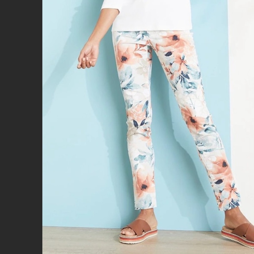 Chico's Floral Girlfriend Ankle Jeans